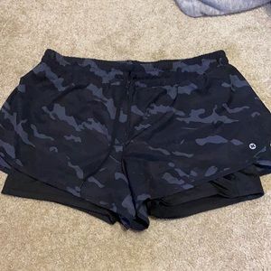 Camo athletic shorts with spandex built in